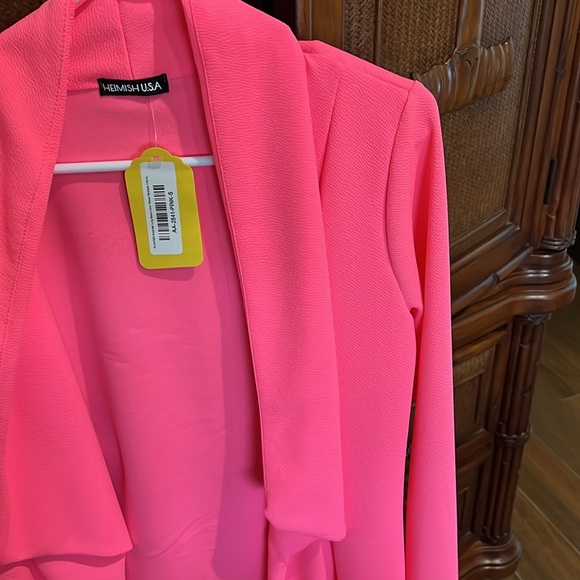 NWT Heimish SZ Ladies Long-Sleeve Waterfall Blazer in Pink - Picture 2 of 4